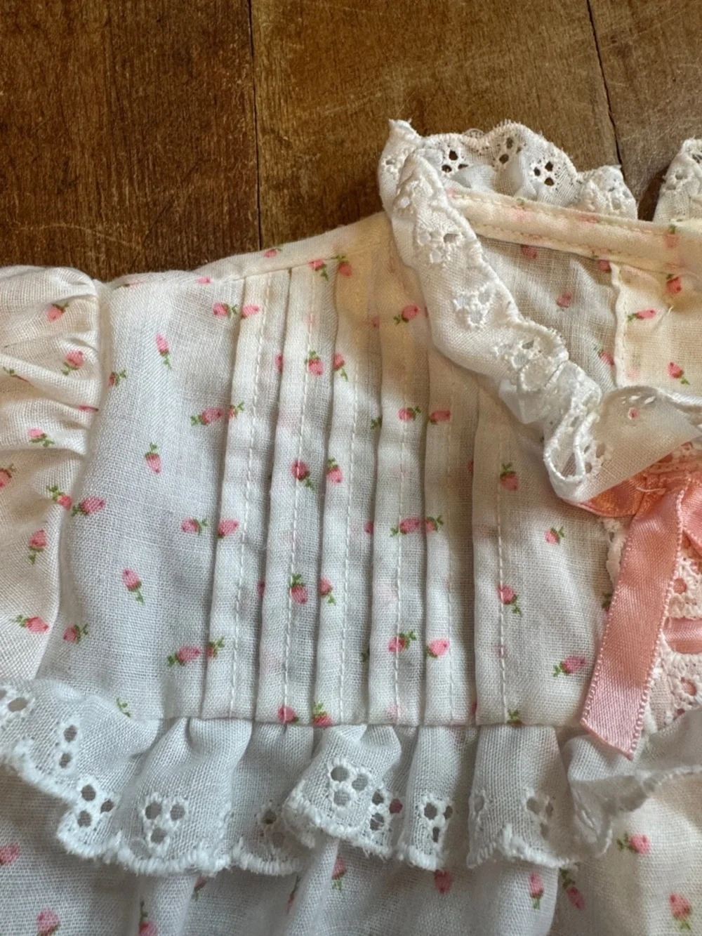 Vintage Her Majesty Pink Floral dress 18 months Lace Trim cottagecore